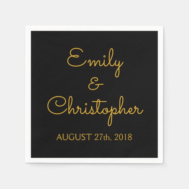Gold and Black Wedding or Reception Simple Napkins (Front)