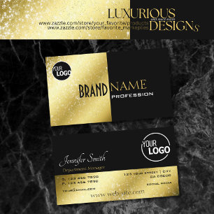 Gold and Black with Glitter Stars Logo Bicolored Business Card