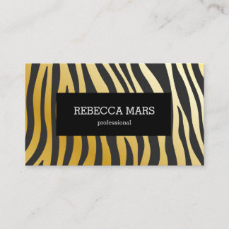 Gold and black zebra stripes print business card