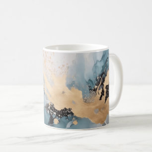 Gold and blue abstract  coffee mug