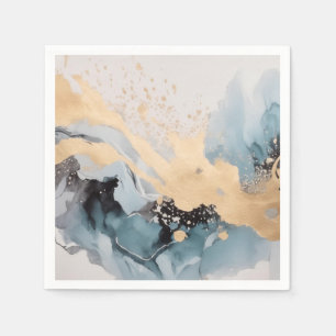 Gold and blue abstract napkin
