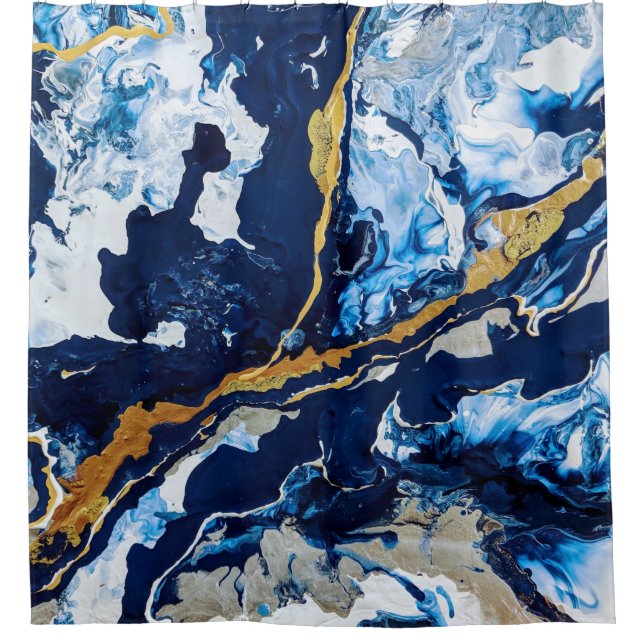 Gold and Blue Acrylic Painting Abstract Art Abstra (Front)