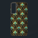 Gold and blue Art Deco pattern on black Samsung Galaxy Case<br><div class="desc">Gold and blue Art Deco pattern over a black background.</div>