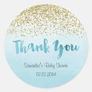 Gold and Blue Baby Shower Sticker