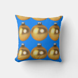 Gold and Blue Christmas Holidays Home Decoration Throw Pillow