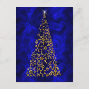 Gold and Blue Contemporary Christmas Holiday Postcard