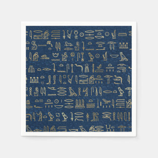 Gold and Blue Egyptian Hieroglyphs Pattern  Napkin