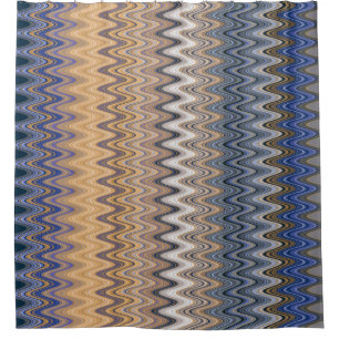 Gold and Blue Elegant Wavy Pattern  