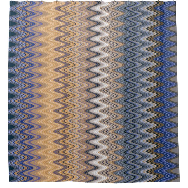 Gold and Blue Elegant Wavy Pattern   (Front)