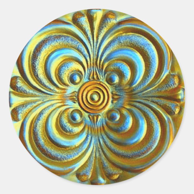 Gold and Blue Embossed Look Envelope Seal (Front)