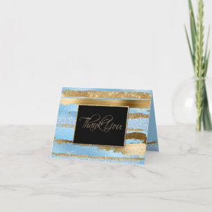 Gold and Blue Glam Thank You Note Card