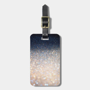 Gold and Blue Glitter Luggage Tag