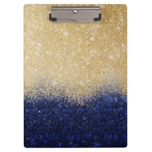Gold and Blue Glitter Ombre Luxury Design Clipboard