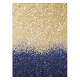 Gold and Blue Glitter Ombre Luxury Design Tablecloth