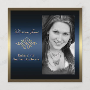 Gold and Blue Graduation Invitation