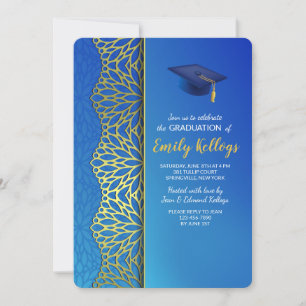 Gold and Blue Graduation Invitation