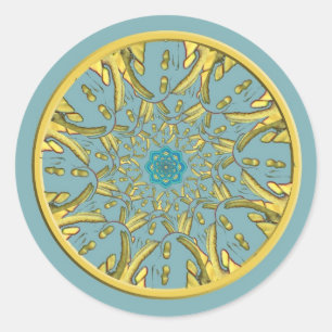 Gold and Blue Lotus Mandala Stickers