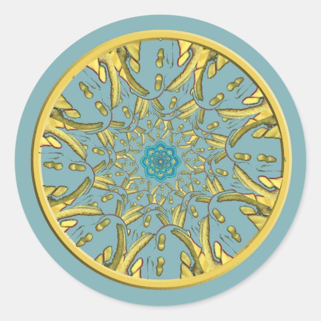 Gold and Blue Lotus Mandala Stickers (Front)