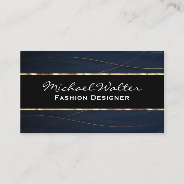 Gold and Blue | Luxury Lines Business Card (Front)