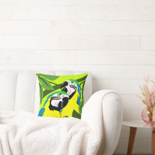 Gold And Blue Macaws Throw Pillow