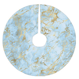 Gold and Blue Marble Brushed Polyester Tree Skirt
