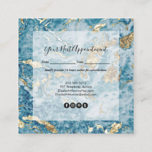 Gold and Blue Marble Salon Appointment Card