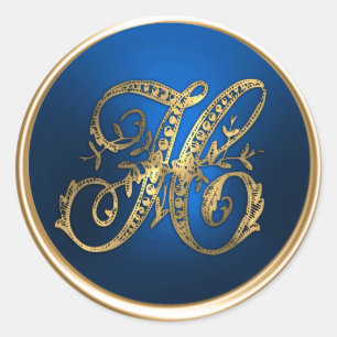 Gold and Blue Monogram H Envelope Seal
