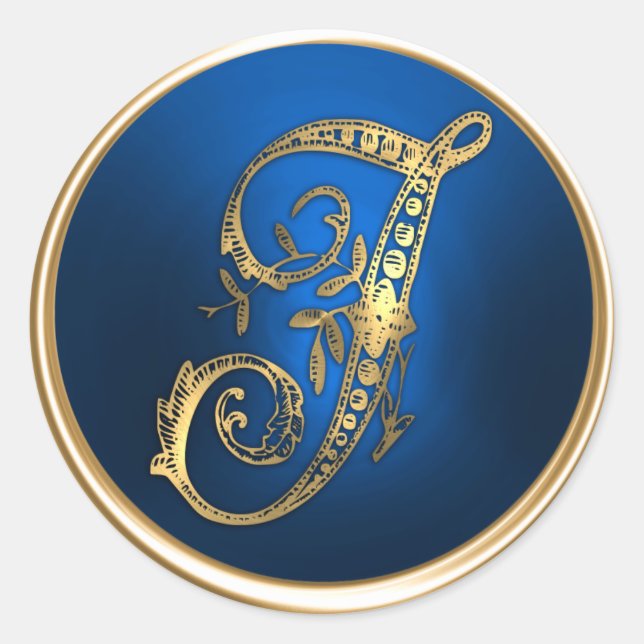 Gold and Blue Monogram J Envelope Seal (Front)