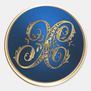 Gold and Blue Monogram X Envelope Seal