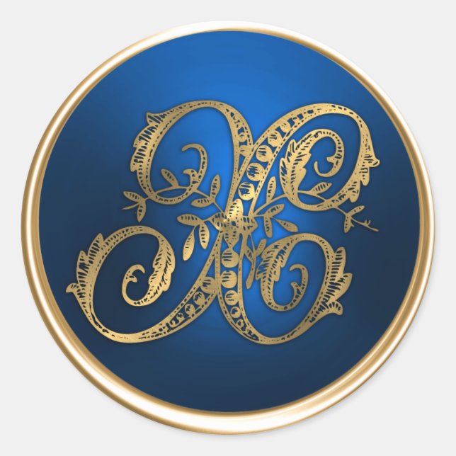 Gold and Blue Monogram X Envelope Seal (Front)