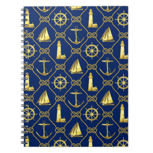 Gold and Blue Nautical Writing Journal