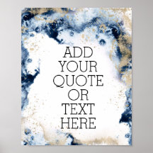 Gold and Blue painted Personalized Quote Poster