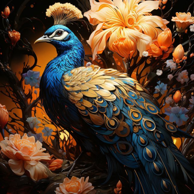 Gold and Blue Peacock Tie (Creator Uploaded)
