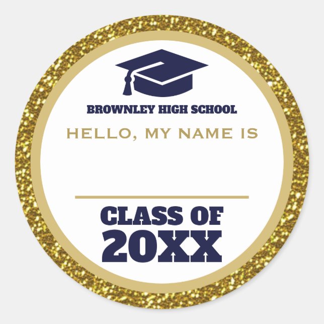 Gold and blue reunion name tag  (Front)