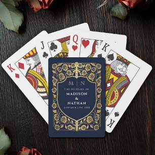 Gold and Blue Royal Sword Shield Wedding Favor Playing Cards