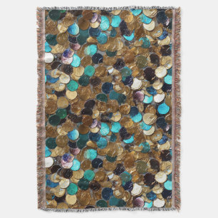 Gold and blue Sequins burning man Throw Blanket