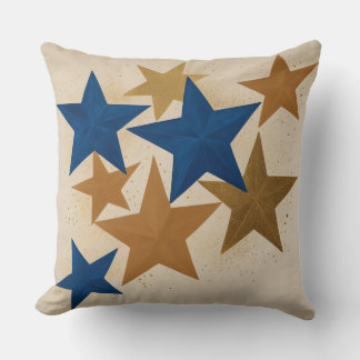 Gold and Blue stars Throw Pillow