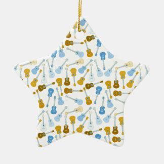 gold and blue ukuleles ceramic ornament