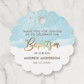 Gold And Blue Watercolor Boy Baptism Thank You Favour Tags (Back)