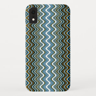 Gold and Blue Wavy Stripes iPhone XR Case