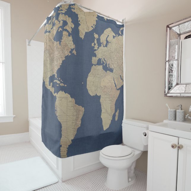 Gold and Blue World Map (In Situ)