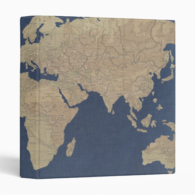 Gold and Blue World Map Binder (Front/Spine)