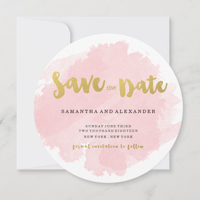 Gold and Blush Circle Save the Date (Front)