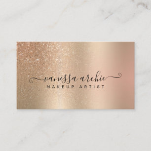 Gold and Blush Glitter Metallic Foil Business Card