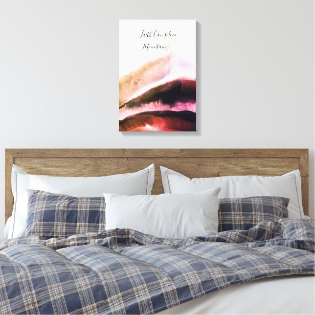 Gold and Blush Pink Grungy Mountains Canvas Print (Insitu(Bedroom))