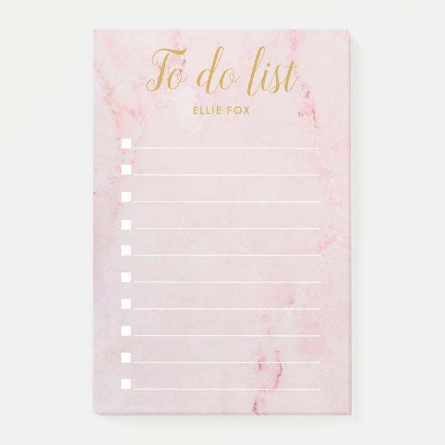 Gold and Blush Pink Marble To-Do List Post-it Notes (Front)
