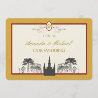 Gold and Bordeaux New Orleans Scenes Save the Date