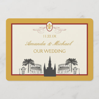 Gold and Bordeaux New Orleans Scenes Save the Date