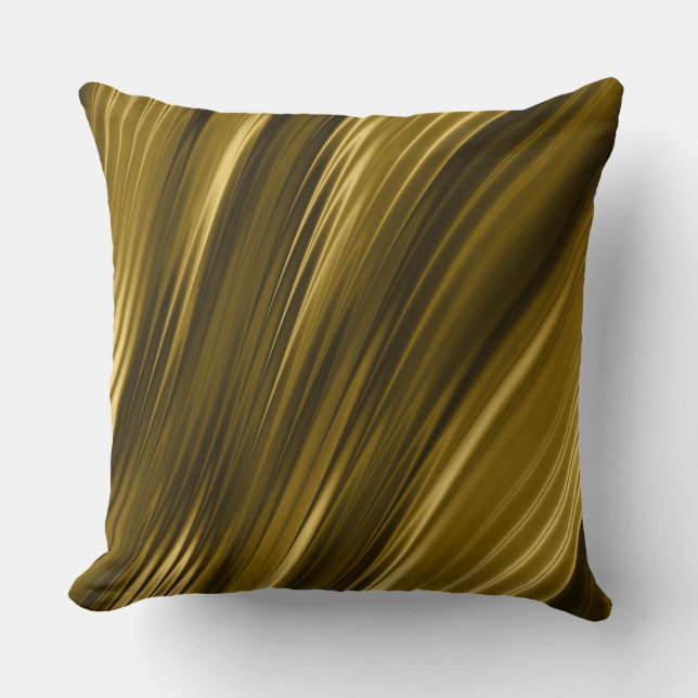 Gold and Brown Abstract Waves Throw Pillow (Front)