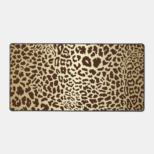 Gold and Brown Animal Print Desk Pad (Front)